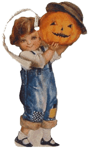 Boy Holding Pumpkin Bookmark