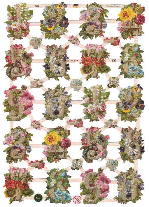 Floral Numbers EF Scraps