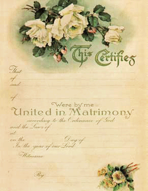 White Roses Marriage Certificate