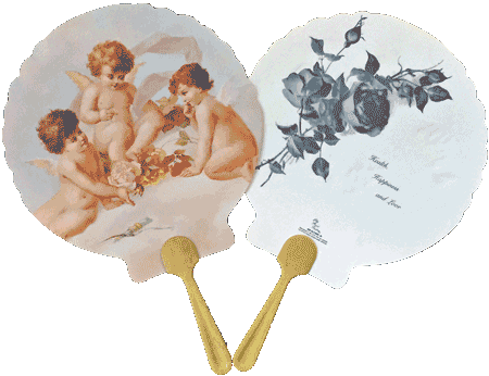 Cherubs Roses Handle Fan