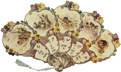 Birds & Pansies Victorian Fan