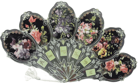 Victorian Fan Greeting Card A Loving Thought Flowers