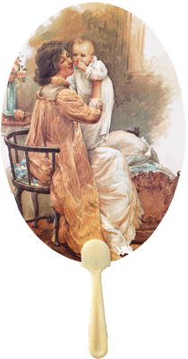Mother Holding Baby Handle Fan