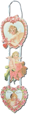 Cupid in Heart Greeting on a Ribbon