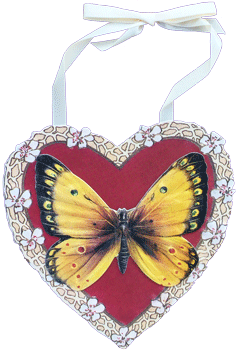 Butterfly Heart Greeting on a Ribbon