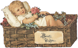 Best Wishes Baby in Basket Easel Card