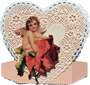 Cupid Lace Heart Fold Out Card