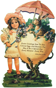 Girl w/Bunny in Egg Easel Back Card