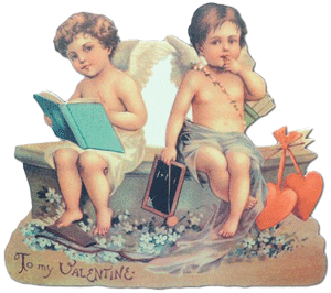 Cupids on Bench Easel Back Card