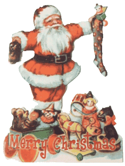 Santa w/Stocking Die Cut Card