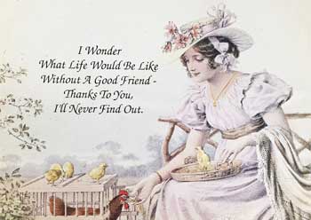 Victorian Lady Feeding Chicks Verse Print