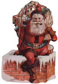 Santa w/Toys on Chimney Ornament