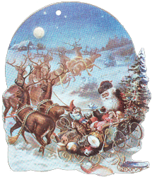 Santa on Sleigh w/Reindeer Ornament