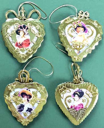 Victorian Ladies Heart Ornamnets