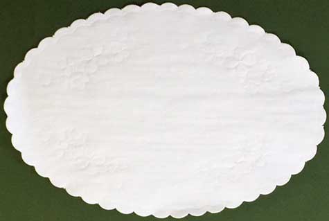 Floral Embossed Oval Linen Doily