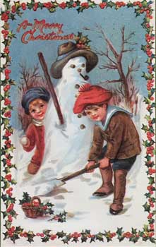Children Snowman Postcard