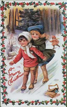 Children Ice Skating Postcard