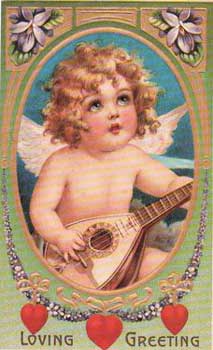 Cupid Playing Bango Postcard