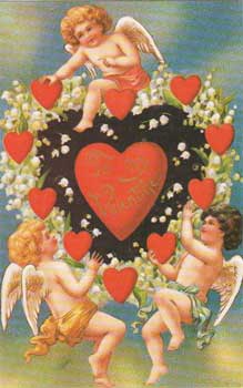 Cupids Holding Hearts Postcard