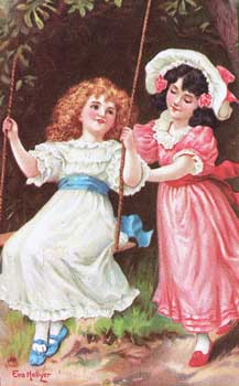 Girls in Swing Postcard