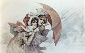 Victorian Ladies Parasol Postcard