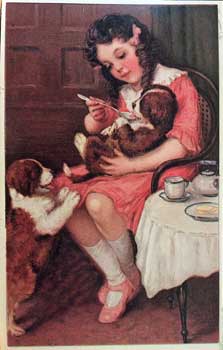Girl Holding Dog Postcard