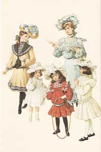 Victorian Lady & Children Invitation Postcard