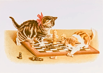 Kittens Playing Checkers