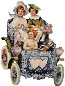 Young Children in Violet Car Pop Up Card