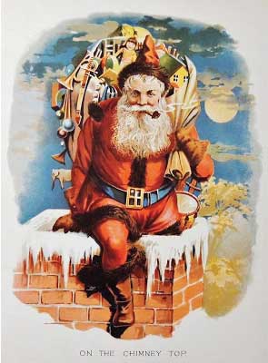 Santa on Chimney Print