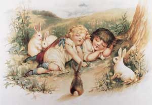 Boy Sleeping by Rabbits