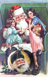 Santa & Children Button Note Card