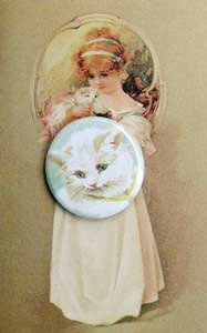 Girl w/Cat Button Note Card