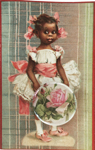 Black Girl w/Pink Bows Button Note Card