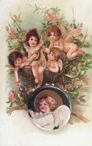 Cupids in Nest Button Note Card